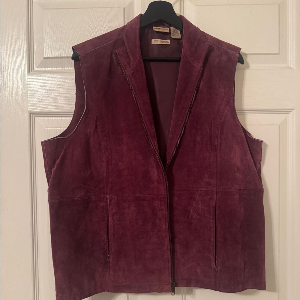 Vintage Ruff Hewn Women's Genuine Suede Leather Plum Vest Size XL